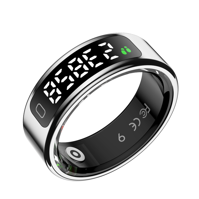 New Smart Ring with Display Screen, Prayer Counter, Fitness Tracker, Sleep & Heart Rate Monitor, Stainless Steel Case