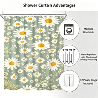 Ensemble de quatre pièces pour salle de bain, série florale moderne, en polyester anti-moisissure, comprenant rideau de douche et tapis de sol, best-seller transfrontalier