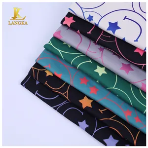 Langka tecido personalizado macio respirável orgânico 100 algodão estampado estrela bonito para crianças