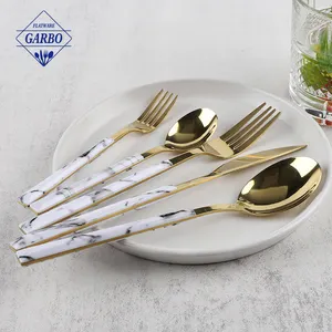 Manufactured Cheap Anti-scratch Durable Flatware Marble Dining Set Customized Spoon Knife Knife Cutlery Set For Restaurant