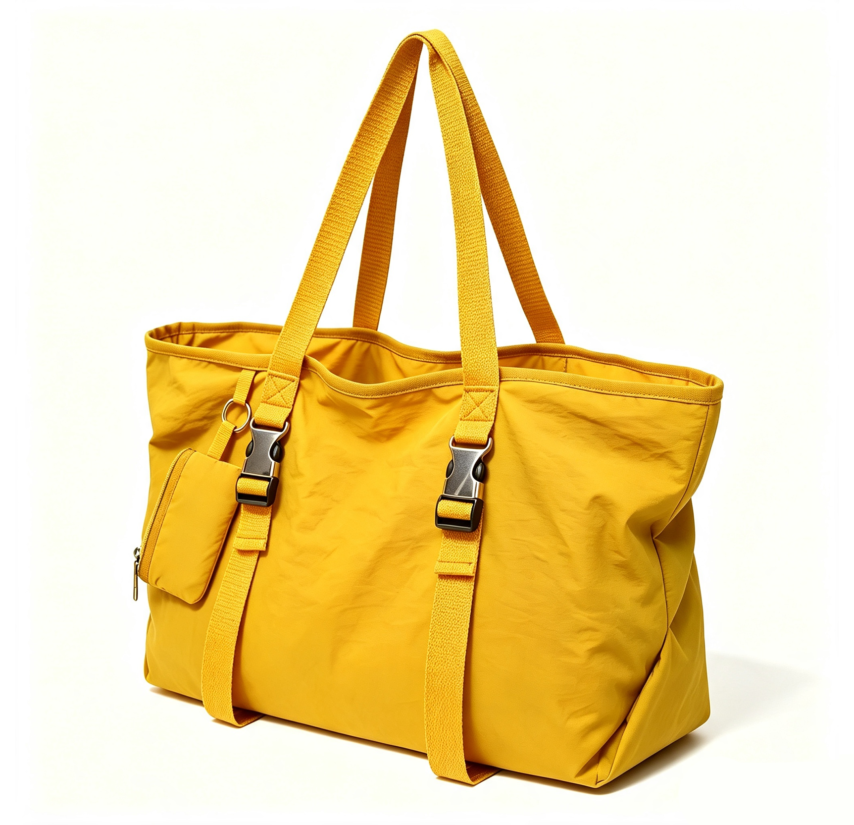 Yellow Nylon Tote Bag Large Capacity for Work and Shopping