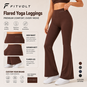 FITVOLT Logo OEM personnalisé Nouveau style Pantalons de yoga pour femmes Leggings de <span class=keywords><strong>sport</strong></span> évasés Taille haute Pantalons de <span class=keywords><strong>sport</strong></span> skinny Leggings de course Leggings de gym - Product Image 1
