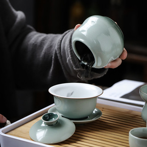 Juego de Té Shangyan Kung Fu de Porcelana, Mini Tetera, Tazas y Bandeja, Estilo Moderno y Sencillo para Hogar u Oficina - Product Image 4