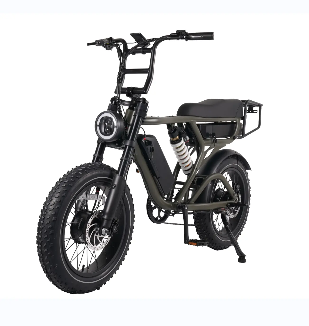 Dubbele Lithium Batterij Elektrische Fiets Fat Bike Mid Suspension Ebike Lange Range Elektrische Vette Band Fiets