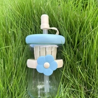 Bouteille d'eau en verre personnalisée de luxe vintage Mexique pour mariage, motif floral mignon de dessin animé, rose, pour l'été, fraîche, pour fête, mariage, bar