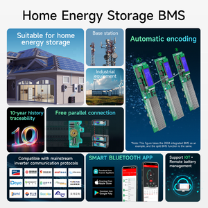 Smart Lifepo4 Home Solar Energy Storage Lithium <b>Battery</b> Pack 8S <b>24V</b> 16S 48V 100A 200A UPS Parallel BMS - Product Image 2