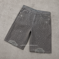 Shorts en jean OEM style Hip Hop pour hommes, déchirés, grande taille, coupe courte, motif diamant, personnalisables pour l'été