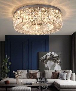 Luxe hotel kroonluchter, ronde lamp, gouden verlichting, led, eetkamer, K9, moderne, vlakke, eenvoudige kristallen plafondlamp - Product Image 3