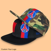 Kustom Logo Anda 3d bordir 6 Panel datar tagihan Hip Hop olahraga Snapback topi tim Unisex Hip Hop Camo topi hitam Snapback