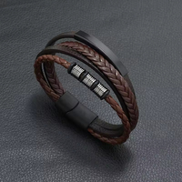 Bracelet en cuir multicouche pour hommes en gros avec boucle magnétique en alliage tressé Nouveaux bracelets de charme de mode