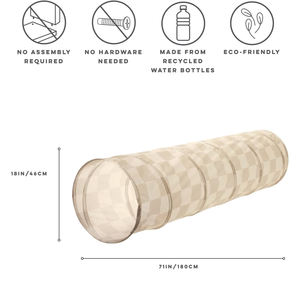 Tunnel de bébé personnalisé pour ramper à l'intérieur, tunnel à carreaux beige pour enfants, jouets pour tout-petits - Product Image 2