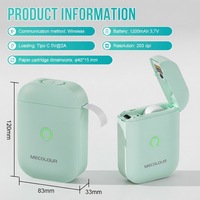 Machine à étiquettes adhésives Mecolour portable, mini, sans fil, connexion Bluetooth, 203 dpi, bleue, pour Android et iOS