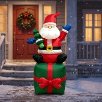 Père Noël gonflable de 1,8 m et boîte à cadeaux avec lumières LED pour la décoration extérieure de jardin, pelouse, fête, festival