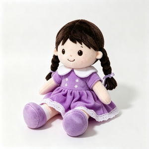Muñeca de peluche personalizada, juguete de peluche para niña, linda muñeca de peluche, muñeca de trapo suave, muñeca de peluche con vestido morado - Product Image 4