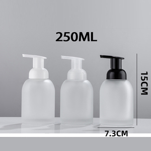 Flacon pompe en verre vide de 250 ml pour savon liquide moussant, shampoing réutilisable de luxe, savon pour les mains transparent, avec impression sérigraphique - Product Image 5