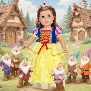 Falda tutú de malla blanca nieve de 18 pulgadas nuevo estilo niña princesa muñeca de bambú ropa juguete de dibujos animados - Product Image 2