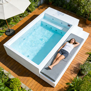 Petite piscine de jardin portable hors sol pour terrasse, mini spa de luxe avec sièges - Product Image 4