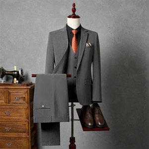 Costume d'affaires <span class=keywords><strong>homme</strong></span> sur mesure coupe ajustée 3 pièces anti-plis anti-bouloches, ensemble de costume <span class=keywords><strong>homme</strong></span> à col cranté simple boutonnage - Product Image 3