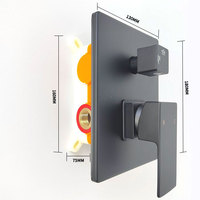 Douche encastrée noire simple à deux fonctions avec poignée unique, robinet de douche dissimulé pour salle de bain