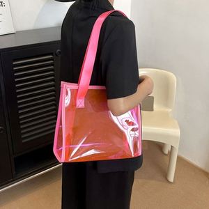 Fashion Custom Logo Crossbody Shoulder Jelly Shopping Large Transparent Clear PVC Tote Bag for Beach Travel - Product Image 4
