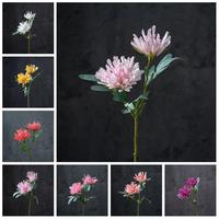 LE-37 Vente en gros de fleurs artificielles en soie, marguerite artificielle au toucher réel, latex enduit, chrysanthème artificiel pour la fête des mères
