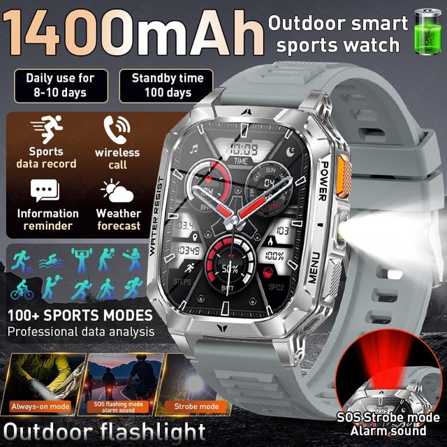 LIGE BWAK103 (10 Day) Battery Smart Watch for Men Answer Make Call Heart Rate SpO2 Monitor Flashlight Smartwatch for Android IOS