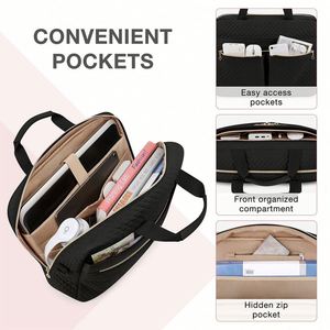 Sac pour ordinateur portable personnalisé grand format 15,6 17,3 pouces, sacoche pour femme en polyester, étui pour ordinateur portable pour le bureau, les voyages, les affaires, sacs noirs - Product Image 4
