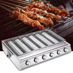 Barbecue commercial barbecue barbecue pour gaz lave roche brûleur cuisson gril kebab grill machine - Product Image 5