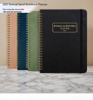Agenda hebdomadaire et mensuel A5 2027 avec spirale, couverture en papier, bande élastique, logo personnalisé, journal