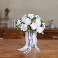 Bouquet de mariée de style européen, fausse rose en soie, fleurs de mariage, bouquet de demoiselle d'honneur forestier à tenir à la main pour cérémonie et décoration de fête