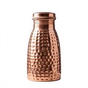 Bouteille d'eau en cuivre pur martelé, anti-fuite, pour la pratique de la yoga et de la fitness ayurvédique, récipient à boisson en métal de luxe - Product Image 1