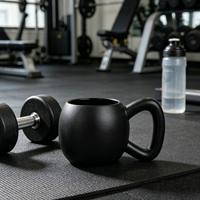 Mug à café en céramique amusant en forme de kettlebell, idée cadeau pour les amateurs de fitness, tasse 3D originale, mug à eau en porcelaine noire mate