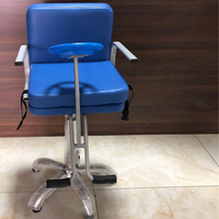 Chaises de coiffure portables en cuir bleu pour salon de coiffure avec volant de jouet et pédale pour enfants