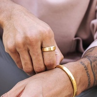 Bague Wilshire en acier inoxydable plaqué or 14 carats argent noir or pour homme Milskye Fashion