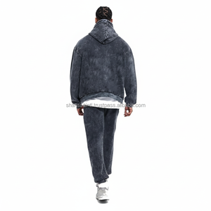 ชุดวอร์มซักได้ทั้งชายและหญิงผ้าซับเหงื่อไซส์ใหญ่พิเศษชุดกีฬากางเกงมีฮู้ดสำหรับฤดูหนาวลายพื้น - Product Image 1