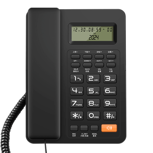 <span class=keywords><strong>Téléphone</strong></span> <span class=keywords><strong>fixe</strong></span> filaire à clavier anglais, prix usine, avec haut-parleur et identification de l'appelant pour la maison et le bureau - Product Image 3