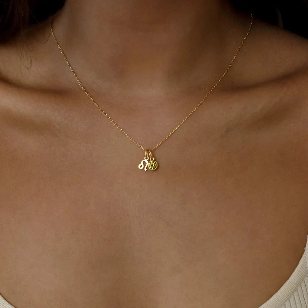 Collar de 12 constelaciones con zirconia chapada en oro de 18K, collar con horóscopo de piedra de cumpleaños para mujer, regalo de cumpleaños