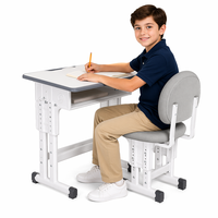 Ensemble bureau et chaise inclinables pour enfants, table d'écriture pour étudiants à hauteur réglable avec plateau inclinable, siège rond en tissu, fourniture OEM ODM pour l'école