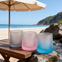 Set Gelas Tumbler Kaca Dinding Ganda Ombre Gradasi Matte Frosted Bebas BPA Anti Bocor, Warna Dapat Disesuaikan, untuk Musim Panas