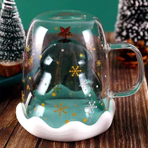 هالوني الشمال لطيف زوجين مقاومة درجات الحرارة العالية الزجاج الحليب الشاي الماء كوب القهوة هدية أكواب لهدايا عيد الميلاد
