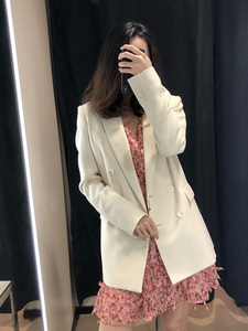 新着レディースブレザーダブルブレストジャケットレディースフォーマルスーツジャケット女性用ホワイトブレザー - Product Image 2