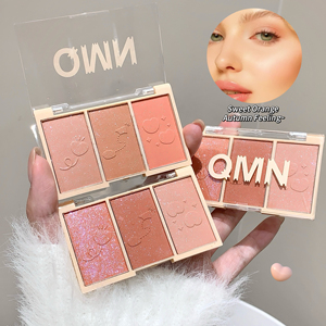 Qmn Private Label Drie Kleuren Matte Parel Glitter Expansie En Samentrekking Kleur Blush En Bronzer Palet