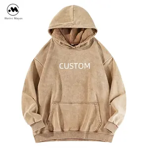 2024 Heren Casual Vintage Wash Hoodie Heren Hoodies Sweatshirt Distressed Groothandel Custom Oversized 100% Katoen Zwaargewicht