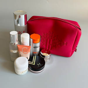 Meilleures ventes Sac de voyage portable personnalisé avec logo pour femme Petit sac cosmétique en néoprène rouge vin Organisateur de sac de rangement - Product Image 5