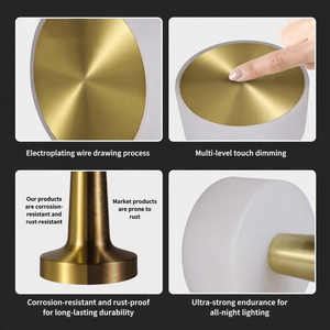 Lampe de bureau rétro en métal en forme d'haltère, rechargeable par USB, lampe de chevet tactile à trois couleurs, variateur d'intensité, veilleuse à changement de couleur - Product Image 3