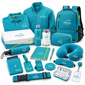 Kit de Bienvenida para Personal con Marca Privada OEM ODM: Camiseta Polo, Mochila para Portátil, Termo, Lonchera, Cuaderno A5, Almohada para el Cuello, Antifaz para Dormir - Product Image 1
