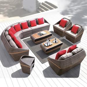 Conjunto de Sofás de Ratán para Exteriores en Forma de L, Estructura de Aluminio Impermeable, Muebles de Jardín de Diseño Moderno y Minimalista - Product Image 3