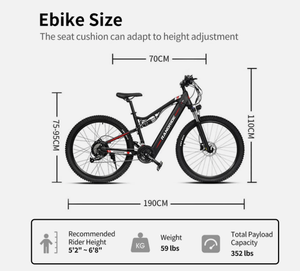 New RANDRIDE 60V 10.5AH 1000W Adult Electric Mountain Bike with Lithium Battery 60 km <b>Range</b> Hydraulic Disc Brakes Aluminum Frame - Product Image 4