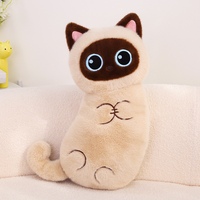 Coussin long en peluche chat noir calico siamois, doux et moelleux, pour canapé, lit ou sommeil, idéal comme cadeau