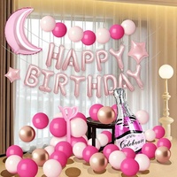 Vente directe d'usine de décorations de fête d'anniversaire, ensembles de ballons en latex, ballons à rubans de couleur rose, fournitures pour les fêtes d'enfants